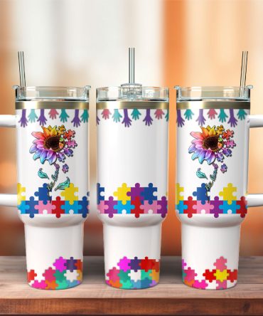 Flower Art Custom Stanley Quencher 40Oz Stainless Steel Tumbler With Handle