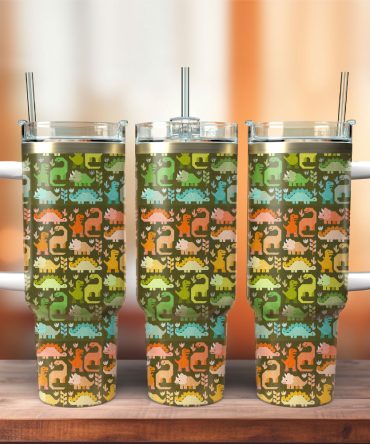 Colorful Dragons Artwork Custom Stanley Quencher 40Oz Stainless Steel Tumbler With Handle