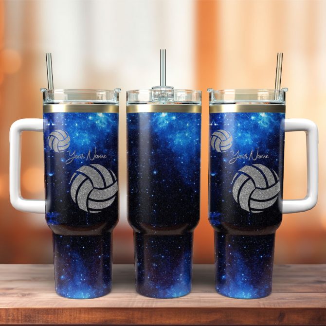 Galaxy Volleyball Custom Stanley Quencher 40Oz Stainless Steel Tumbler With Handle