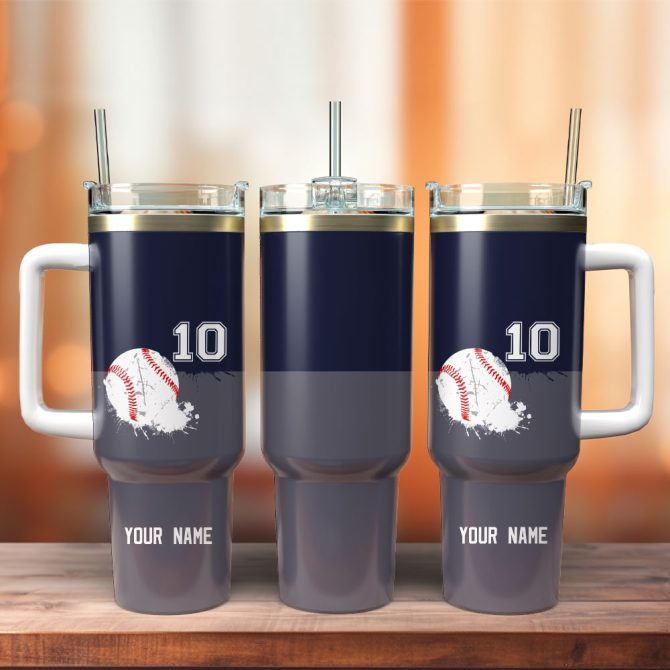 Baseball Custom Stanley Quencher 40Oz Stainless Steel Tumbler With Handle