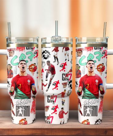 Cr7 Ronaldo Soccer Custom Stanley Quencher 40Oz Stainless Steel Tumbler With Handle