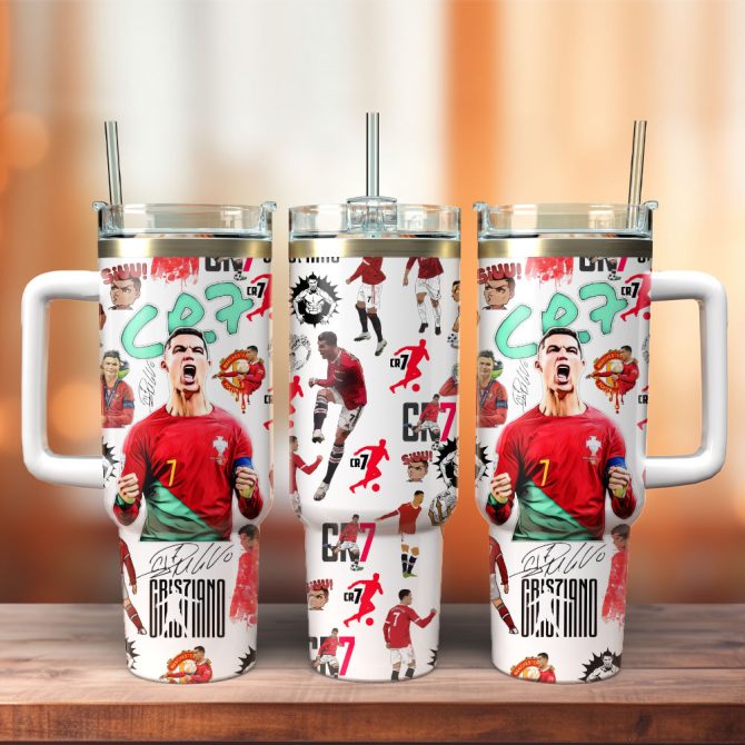 Cr7 Ronaldo Soccer Custom Stanley Quencher 40Oz Stainless Steel Tumbler With Handle