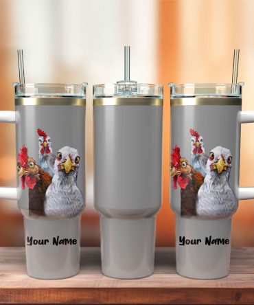 Chickens Custom Stanley Quencher 40Oz Stainless Steel Tumbler With Handle