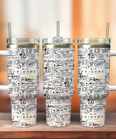 Friendship Doodle Art Custom Stanley Quencher 40Oz Stainless Steel Tumbler With Handle