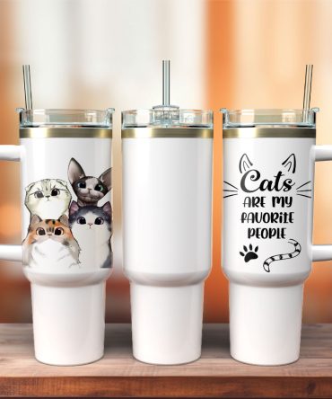 Cutie Cats Are My Favorite People Animal Custom Stanley Quencher 40Oz Stainless Steel Tumbler With Handle