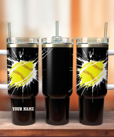 Baseball Artwork Custom Stanley Quencher 40Oz Stainless Steel Tumbler With Handle