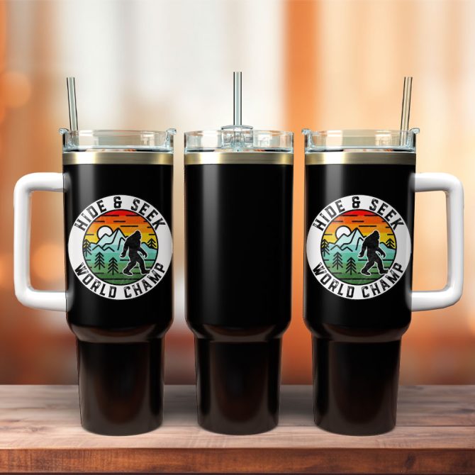 Bigfoot Hide And Seek Champion Gift Custom Stanley Quencher 40Oz Stainless Steel Tumbler With Handle
