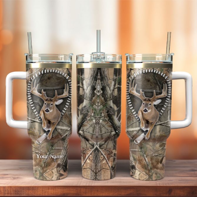 Deer Hunter Animal Custom Stanley Quencher 40Oz Stainless Steel Tumbler With Handle