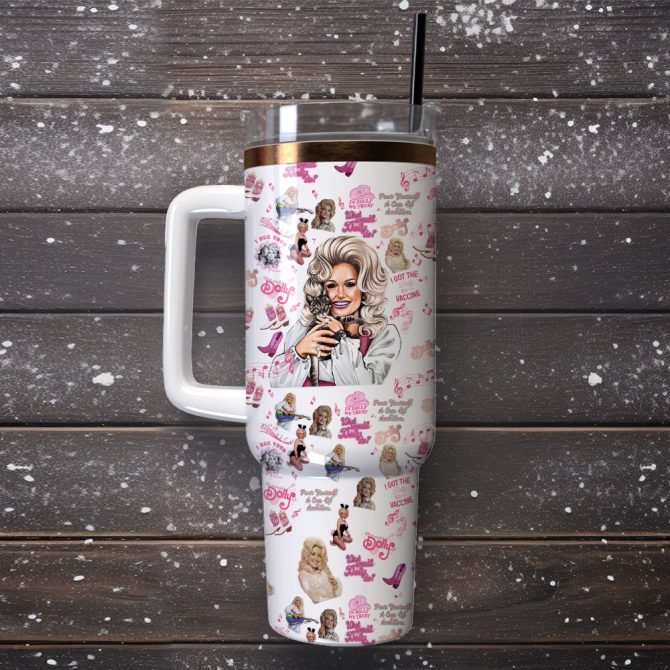 Dolly Parton Singer Song Writer Custom Stanley Quencher 40Oz Stainless Steel Tumbler With Handle - Image 4