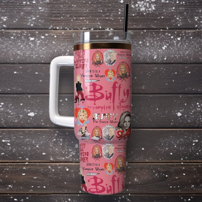 Buffy The Vampire Slayer Film Custom Stanley Quencher 40Oz Stainless Steel Tumbler With Handle - Image 4