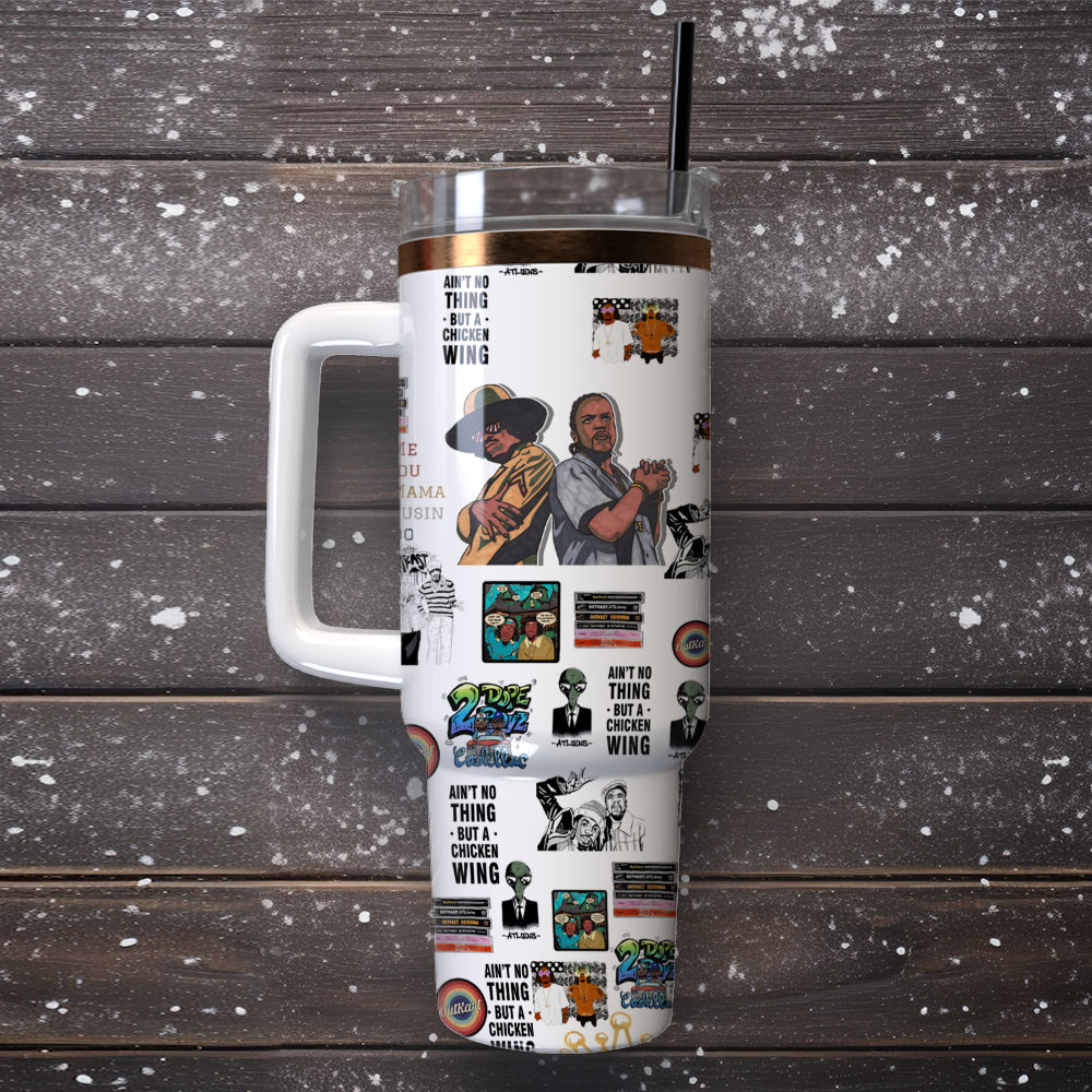 Outkast Chicken Wing Múic Custom Stanley Quencher 40Oz Stainless Steel Tumbler With Handle - Image 4