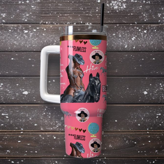 Beyonce Singer Custom Stanley Quencher 40Oz Stainless Steel Tumbler With Handle - Image 4