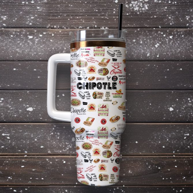Chipotle Mexican Grill Food Custom Stanley Quencher 40Oz Stainless Steel Tumbler With Handle - Image 4