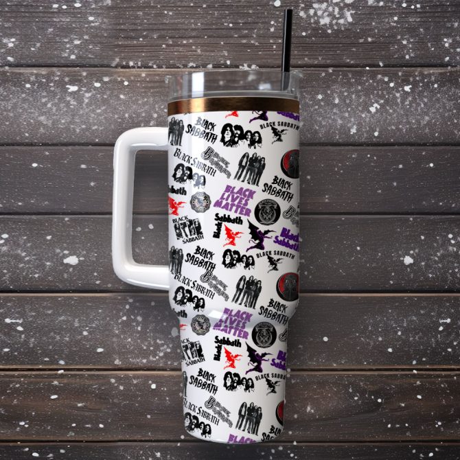 Black Sabbath Rock Band Custom Stanley Quencher 40Oz Stainless Steel Tumbler With Handle - Image 4