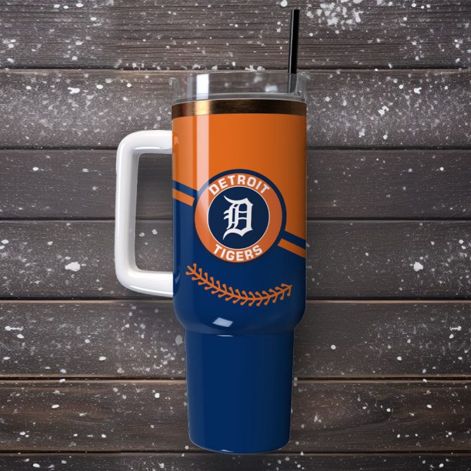 Detroit Tigers Baseball Team Mlb Custom Stanley Quencher 40Oz Stainless Steel Tumbler With Handle - Image 4