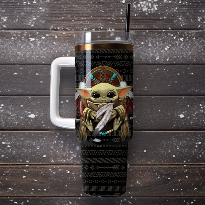 Baby Yoda Star War Movie Custom Stanley Quencher 40Oz Stainless Steel Tumbler With Handle - Image 4