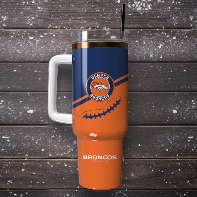 Denver Broncos Football Nfl Custom Stanley Quencher 40Oz Stainless Steel Tumbler With Handle - Image 4
