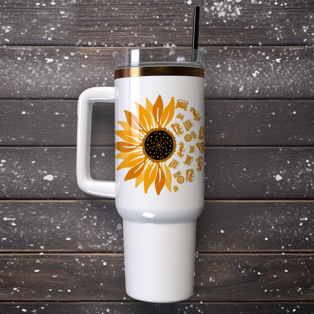 Sunflower Colorful Custom Stanley Quencher 40Oz Stainless Steel Tumbler With Handle - Image 4
