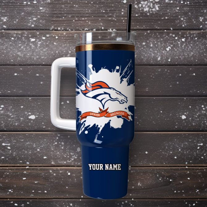 Denver Broncos Football Nfl Sport Custom Stanley Quencher 40Oz Stainless Steel Tumbler With Handle - Image 4