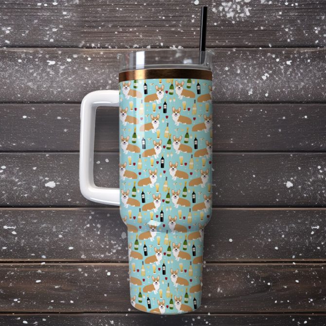 Cute Dog Custom Stanley Quencher 40Oz Stainless Steel Tumbler With Handle - Image 4