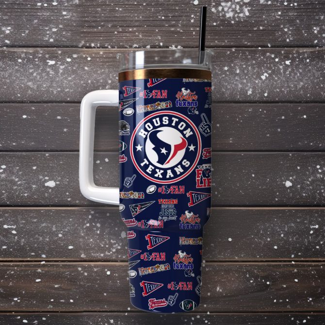 Houston Texans Football Team Nfl Custom Stanley Quencher 40Oz Stainless Steel Tumbler With Handle - Image 2