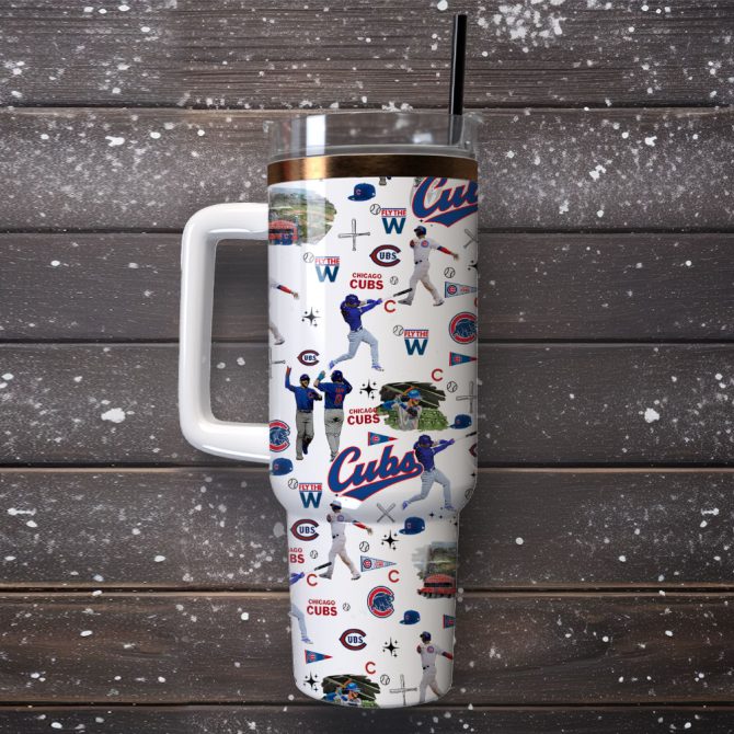 Chicago Cubs Baseball Field Mlb Custom Stanley Quencher 40Oz Stainless Steel Tumbler With Handle - Image 4