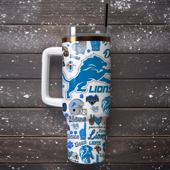 Detroit Lions Football Nfl Sport Custom Stanley Quencher 40Oz Stainless Steel Tumbler With Handle - Image 4