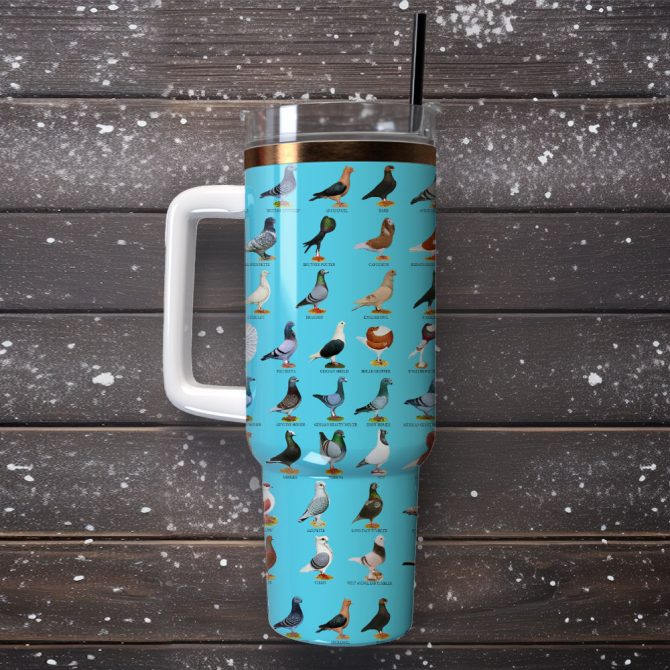 Colorful Chicken Artwork Custom Stanley Quencher 40Oz Stainless Steel Tumbler With Handle - Image 3