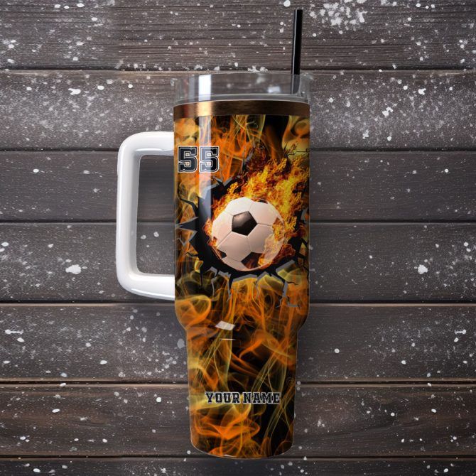 Football Artwork Custom Stanley Quencher 40Oz Stainless Steel Tumbler With Handle - Image 4