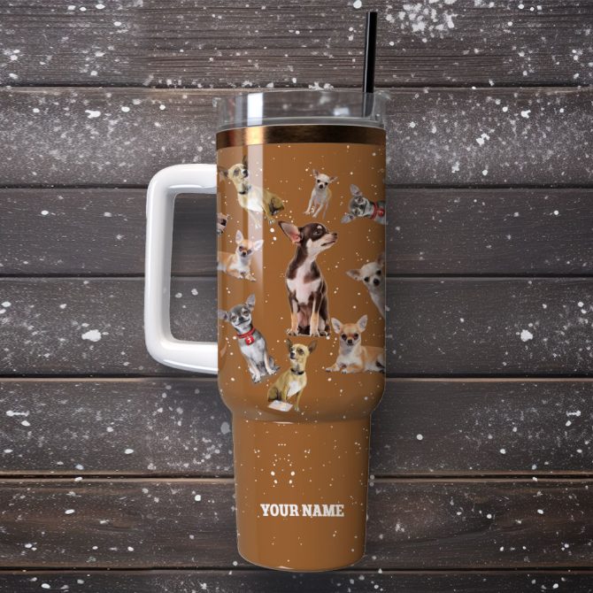 Dog Chihuahua Custom Stanley Quencher 40Oz Stainless Steel Tumbler With Handle - Image 4