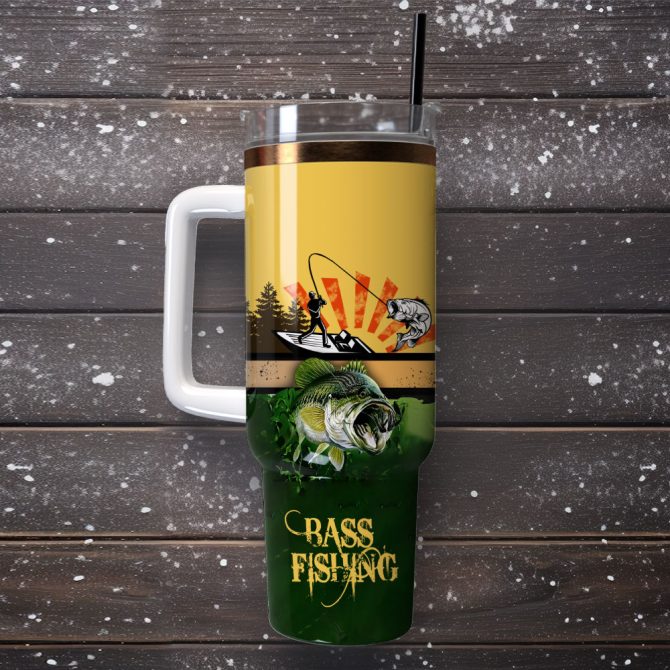 Fish Bass Fishing Sport Artwork Custom Stanley Quencher 40Oz Stainless Steel Tumbler With Handle - Image 4