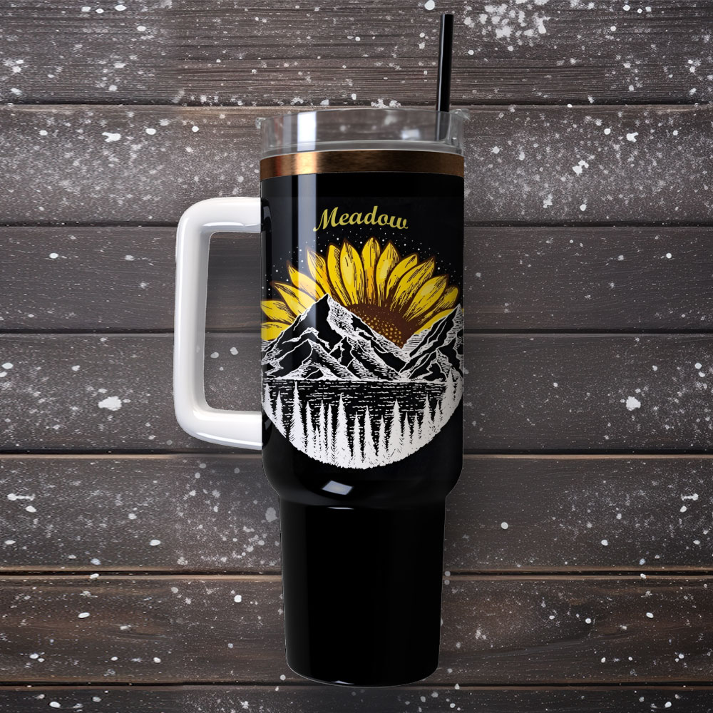 Sunflower Artwork Custom Stanley Quencher 40Oz Stainless Steel Tumbler With Handle - Image 4
