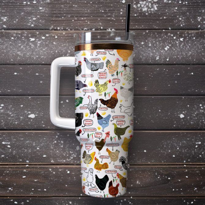 Cock Art Custom Stanley Quencher 40Oz Stainless Steel Tumbler With Handle - Image 4