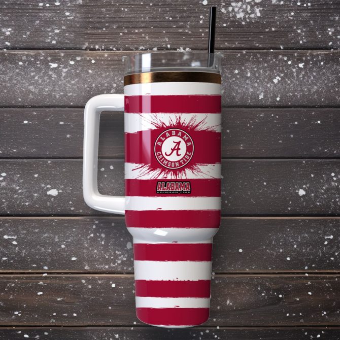 Alabama Crimson Tide Football Nfl Sport Custom Stanley Quencher 40Oz Stainless Steel Tumbler With Handle - Image 4