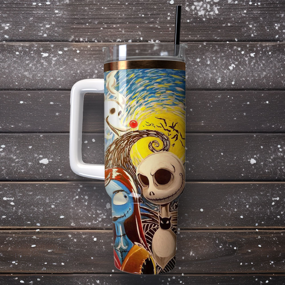 The Nightmare Before Christmas Movie Custom Stanley Quencher 40Oz Stainless Steel Tumbler With Handle - Image 4