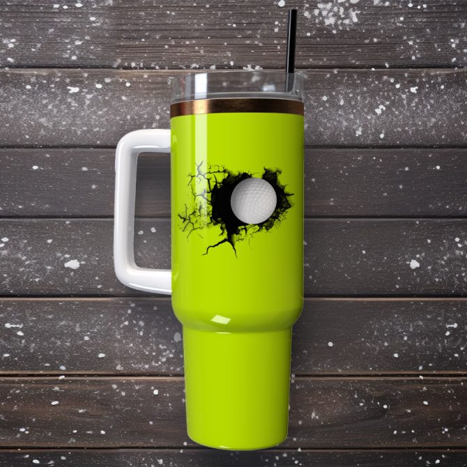 Golf Ball Artwork Custom Stanley Quencher 40Oz Stainless Steel Tumbler With Handle - Image 4