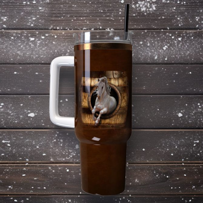 Horse Artwork Custom Stanley Quencher 40Oz Stainless Steel Tumbler With Handle - Image 4