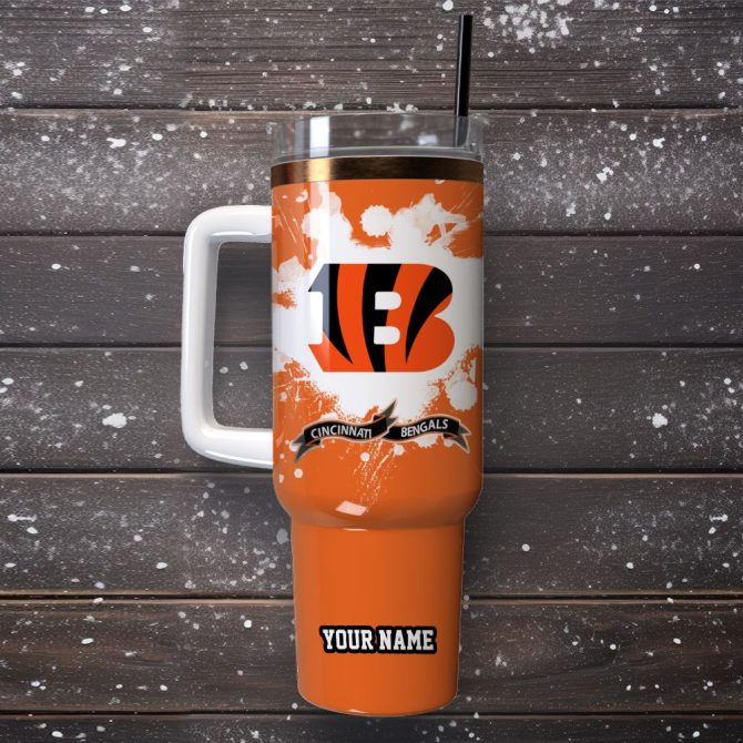 Cincinnati Bengals Football Nfl Sport Custom Stanley Quencher 40Oz Stainless Steel Tumbler With Handle - Image 4