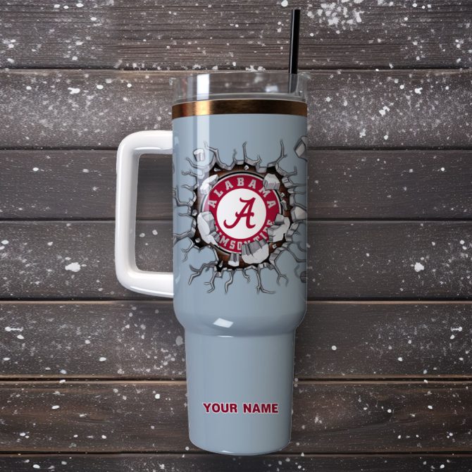 Alabama Crimson Tide Football Ncaa Sport Custom Stanley Quencher 40Oz Stainless Steel Tumbler With Handle - Image 4