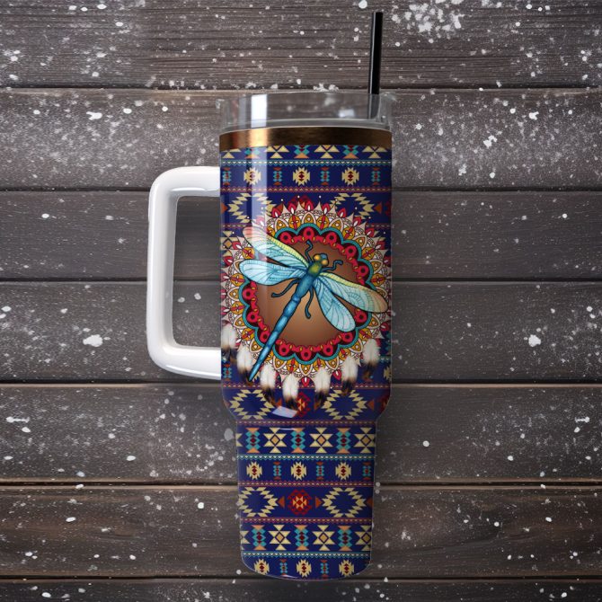Dragonfly Art Custom Stanley Quencher 40Oz Stainless Steel Tumbler With Handle - Image 4