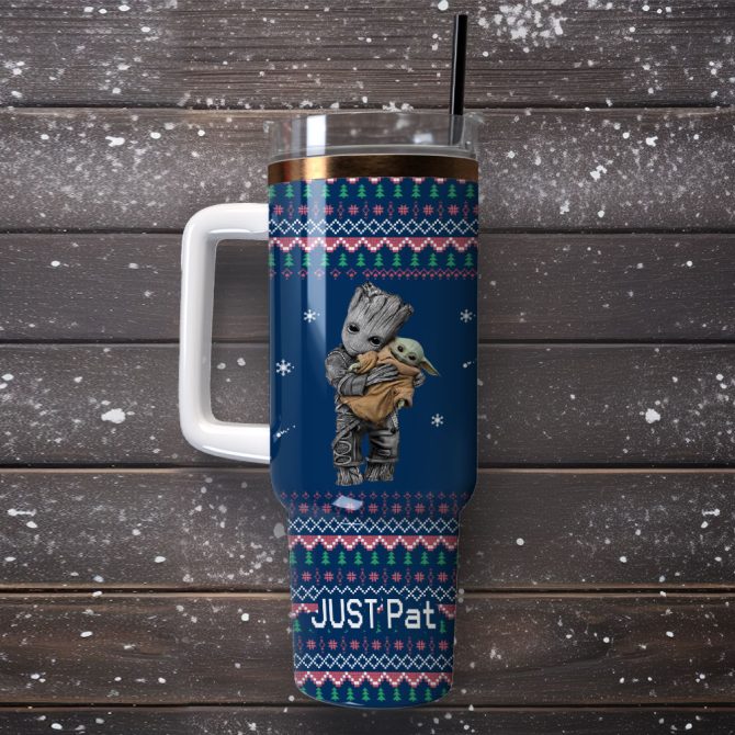 Baby Yoda And Groot Movie Custom Stanley Quencher 40Oz Stainless Steel Tumbler With Handle - Image 4