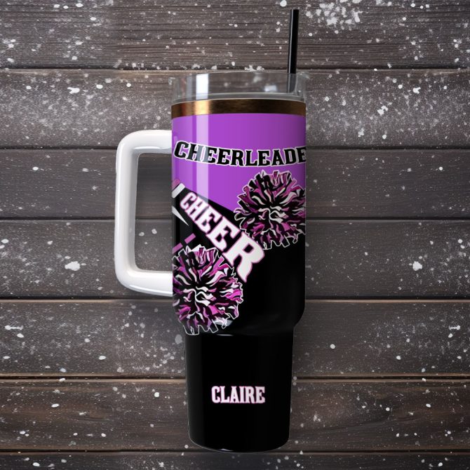 Cheerleader Sport Custom Stanley Quencher 40Oz Stainless Steel Tumbler With Handle - Image 4