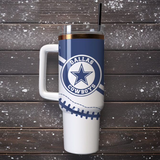 Dallas Cowboys Football Nfl Sportcustom Stanley Quencher 40Oz Stainless Steel Tumbler With Handle - Image 4