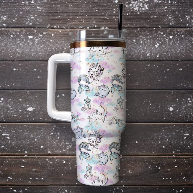 Colorful Unicorn Custom Stanley Quencher 40Oz Stainless Steel Tumbler With Handle - Image 4