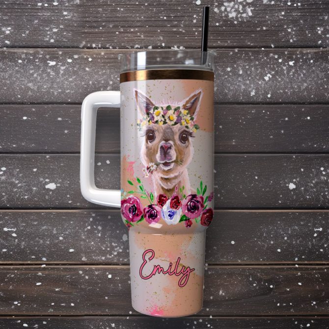 Cute Deer Custom Stanley Quencher 40Oz Stainless Steel Tumbler With Handle - Image 4