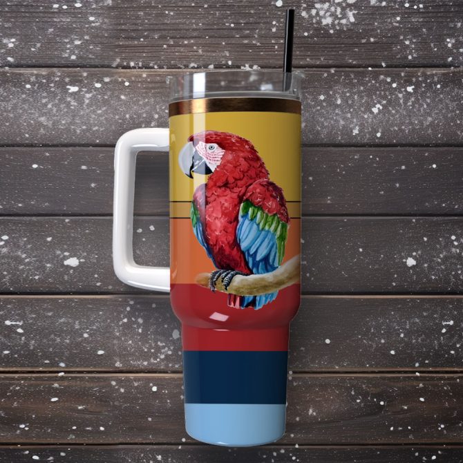 Color Parrot Custom Stanley Quencher 40Oz Stainless Steel Tumbler With Handle - Image 4