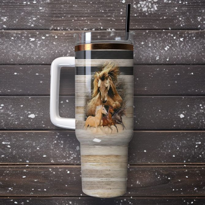 Horse Art Custom Stanley Quencher 40Oz Stainless Steel Tumbler With Handle - Image 4