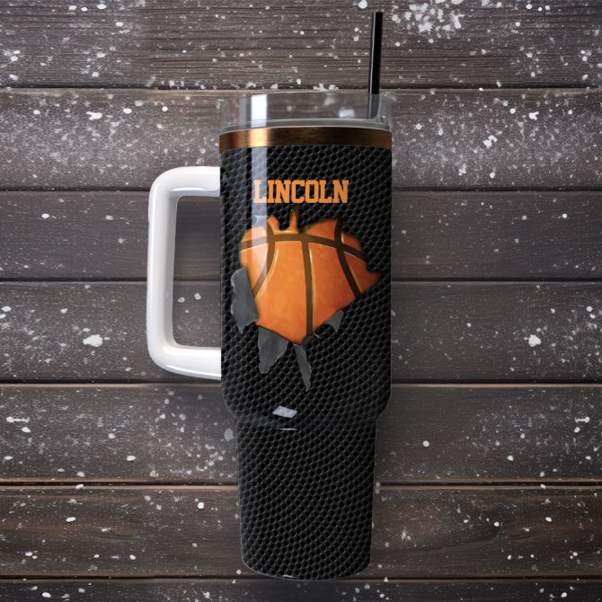 Basketball Art Custom Stanley Quencher 40Oz Stainless Steel Tumbler With Handle - Image 4