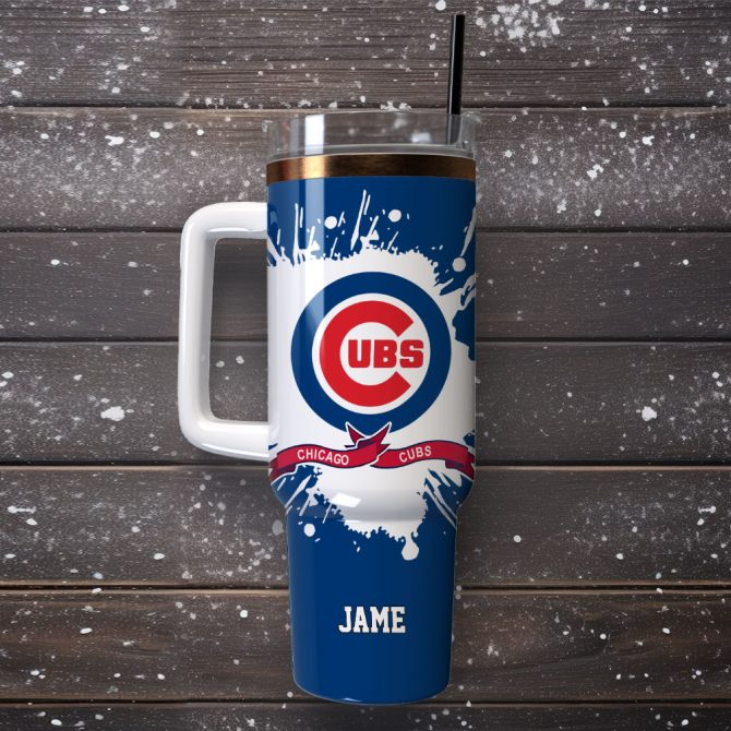 Chicago Cubs Baseball Mlb Sport Custom Stanley Quencher 40Oz Stainless Steel Tumbler With Handle - Image 4