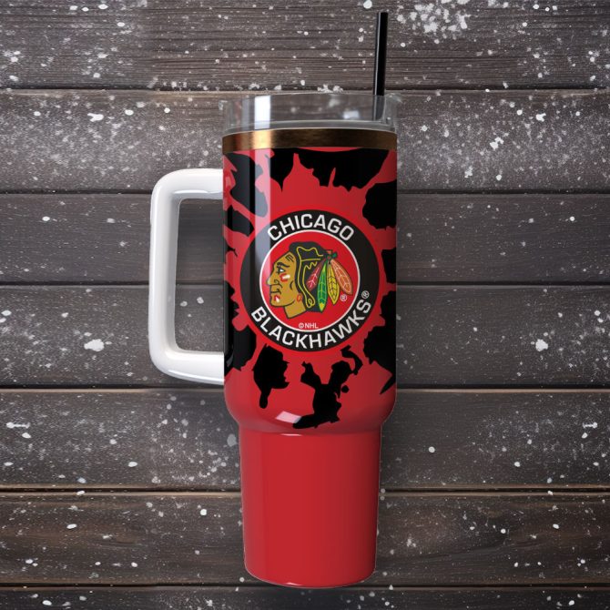 Chicago Blackhawks Hockey Nhl Sport Custom Stanley Quencher 40Oz Stainless Steel Tumbler With Handle - Image 4
